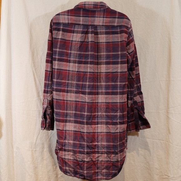 Orvis Purple Plaid Button Up Tunic Dress Medium Cotton Western Rustic Shirt - Picture 8 of 12